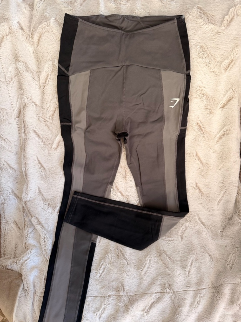 Gymshark Gray and Black Colorblock Leggings